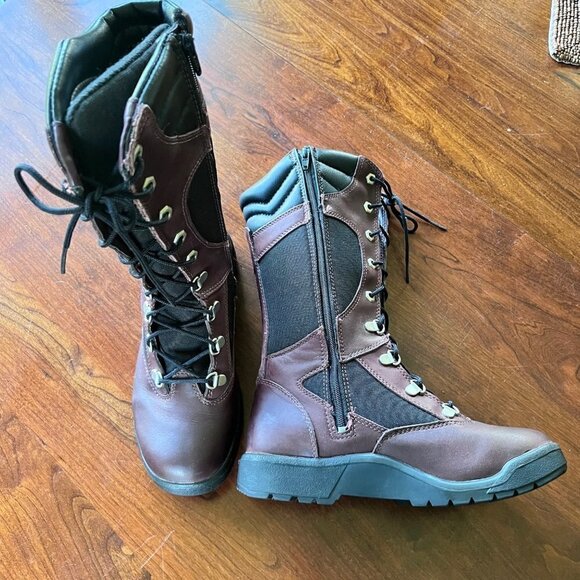 Timberland Girls Tall Purple and Black Leather Lace Up Boots- Size 5 - Picture 3 of 11